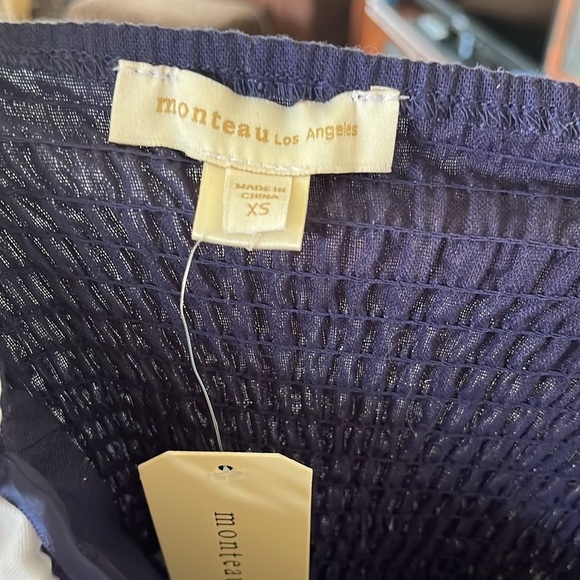 Brand New Monteau Strapless Romper Navy Blue White Nautical Linen Jumpsuit - Picture 14 of 16